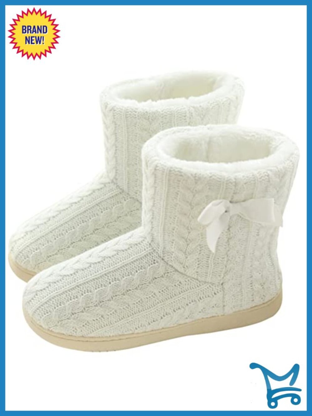 Knit Plush Lining Winter House Shoes Memory Foam Indoor Outdoor Slipper Boots